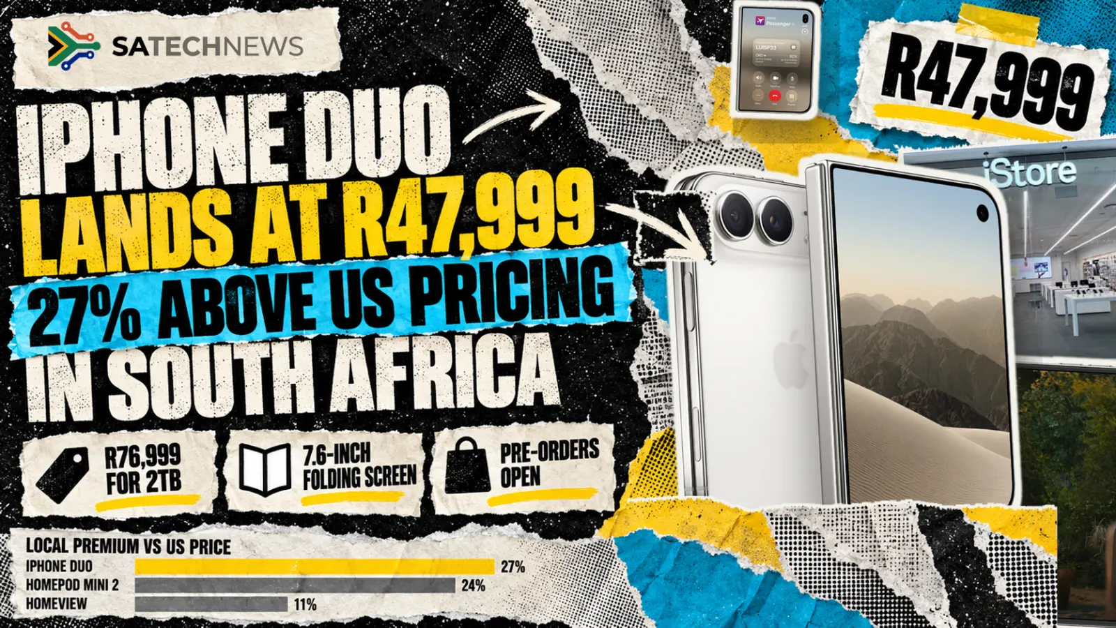iPhone Duo lands in South Africa at R47,999, about 27% above US pricing