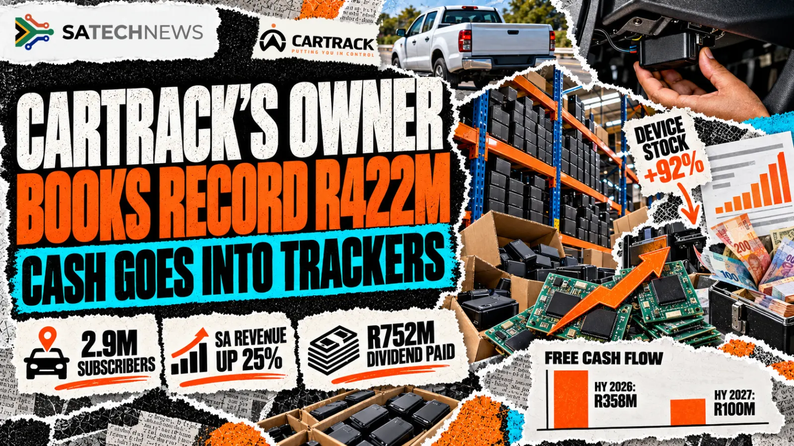 Cartrack owner's record R422m quarter came with a R694m stockpile of trackers